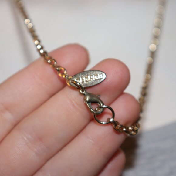 Beautiful gold, brown and black circle pendant necklace by George 30" - Picture 2 of 6